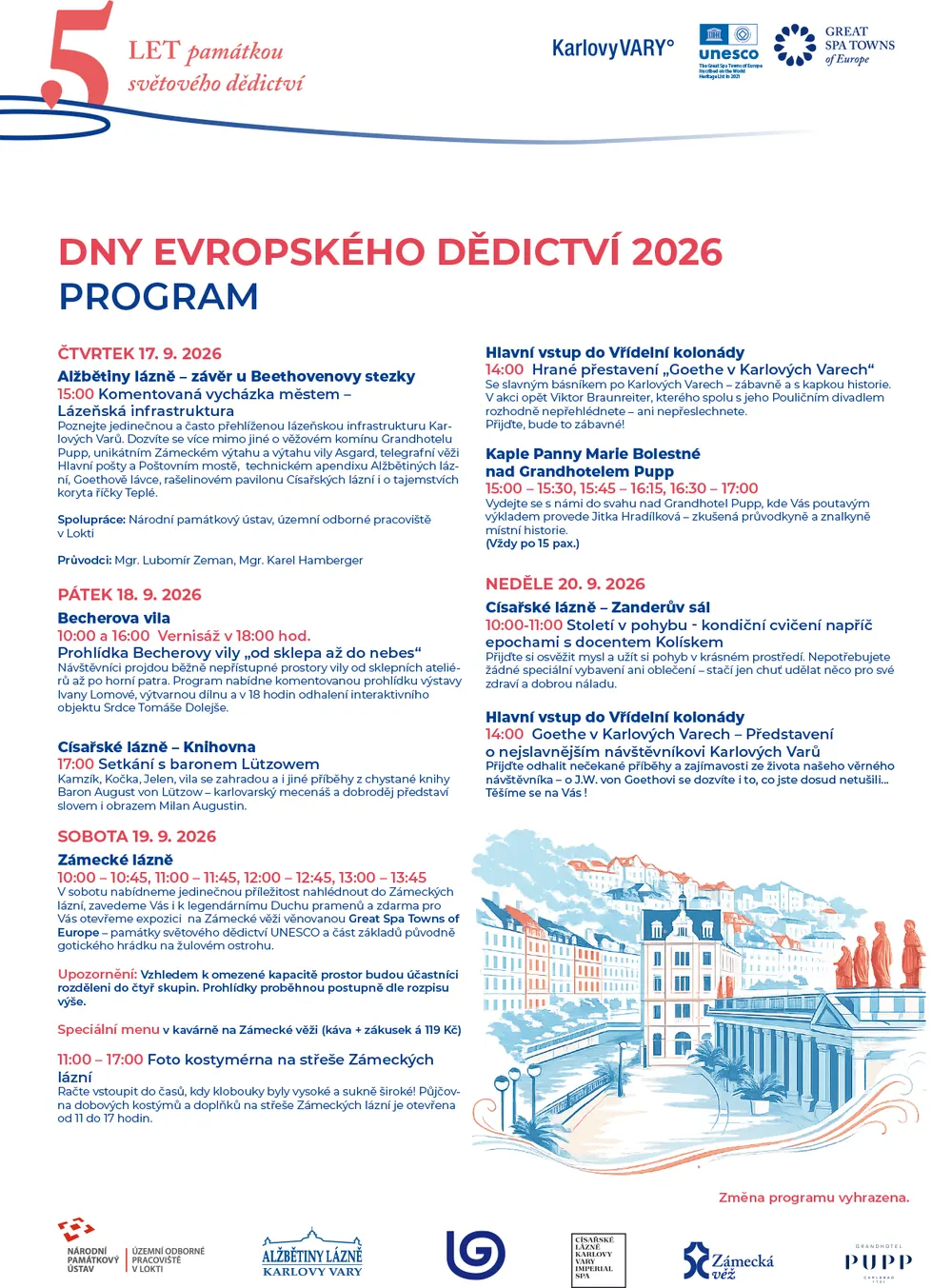 Dny evropského dědictví 2026, Karlovy Vary